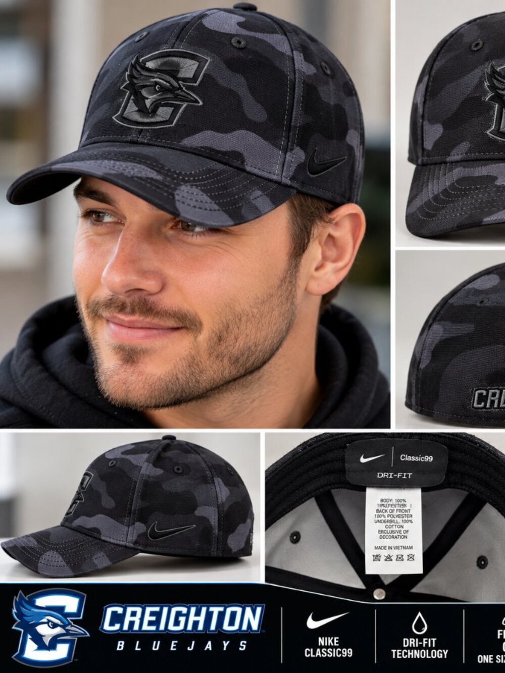 Nike Creighton Bluejays Classic99 Dri-FIT Camo Hat NWT